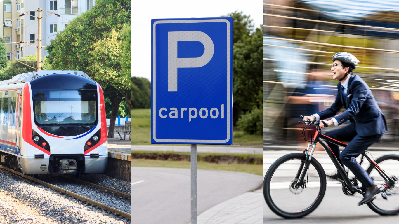 Low-emitting short-haul travel alternatives: public transport, carpool, cycling
